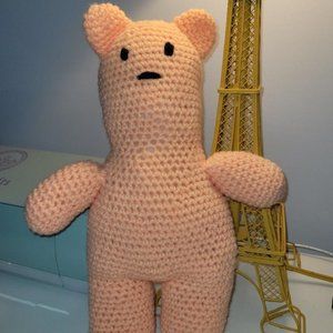 Peach Crochet Bear; Amigurumi